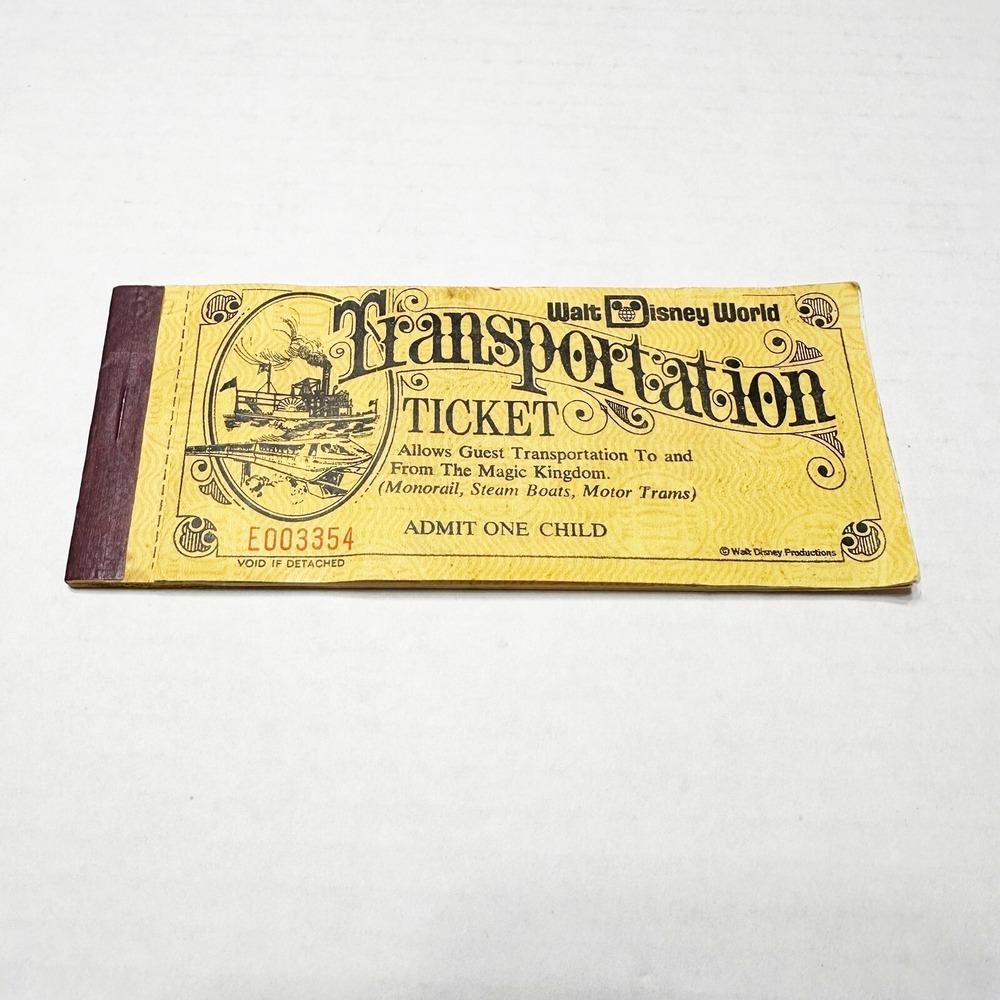 Vintage 70s Disney World Transportation Ticket Book Complete Child Rare 11
